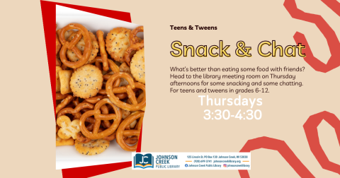 pretzel mix snack for Snack and Chat program for 6th-12th graders