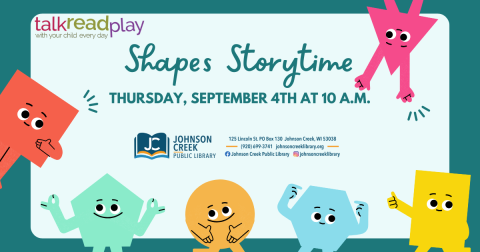 different color square, circle, rectangle and triangle for Shapes Storytimee