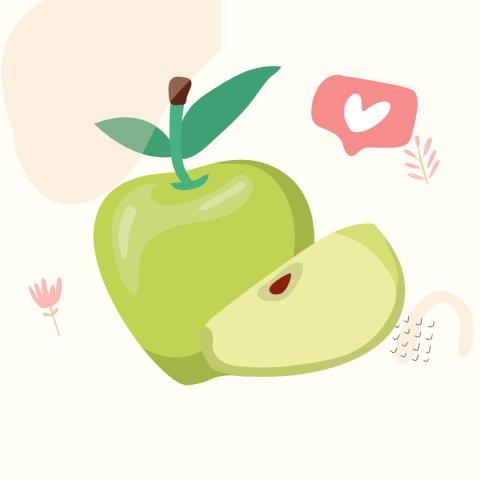 Green Apple with a green apple slice